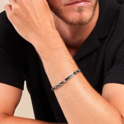 Bracelet Dax Acier Bicolore Oxyde De Zirconium