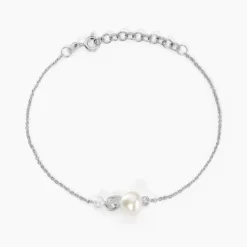 Bracelet Dua Argent Blanc Perle De Culture Oxyde De Zirconium