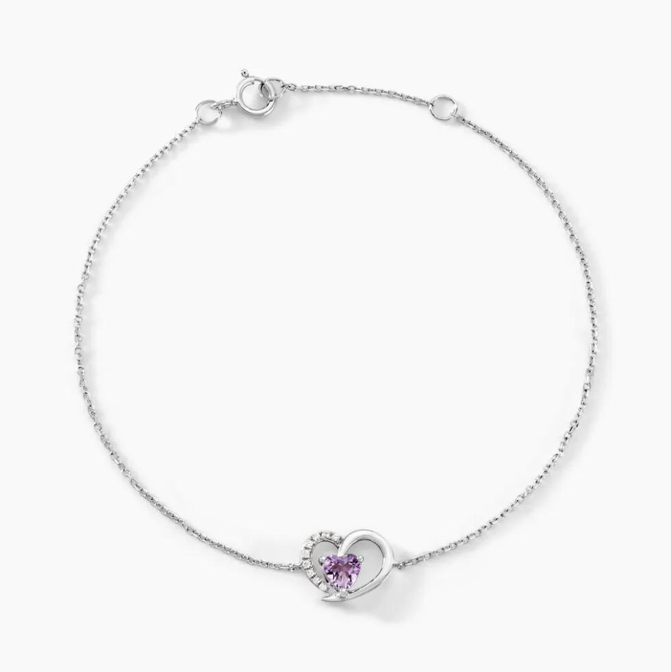 Bracelet Eliana Or Blanc Amethyste Et Oxyde De Zirconium