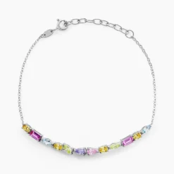 Bracelet Evasion Argent Blanc Pierre De Synthese Oxyde De Zirconium