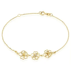 Bracelet Floraison Dorée Or Jaune Oxyde De Zirconium