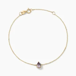 Bracelet Goutte Or Jaune Améthyste