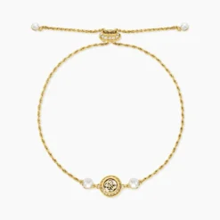 Bracelet Guess Tiny Pearly Acier Jaune Oxyde De Zirconium Perle D'Imitation