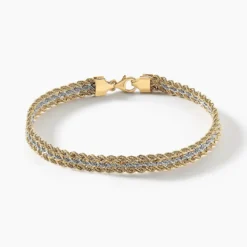 Bracelet Jerry Maille Corde 3 Rangs Or Bicolore