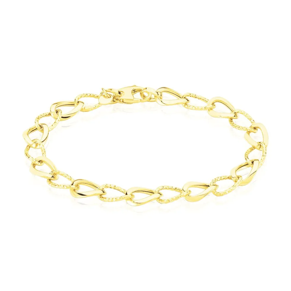 Bracelet Joice Maille Alternée Et Godronne Or Jaune