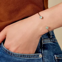 Bracelet Jonc Allyn Argent Blanc Verre