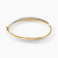Bracelet Jonc Catalin 2 Fils Flexibles Or Bicolore