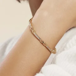 Bracelet Jonc Epiphanieae Plaqué Or Jaune Oxyde De Zirconium