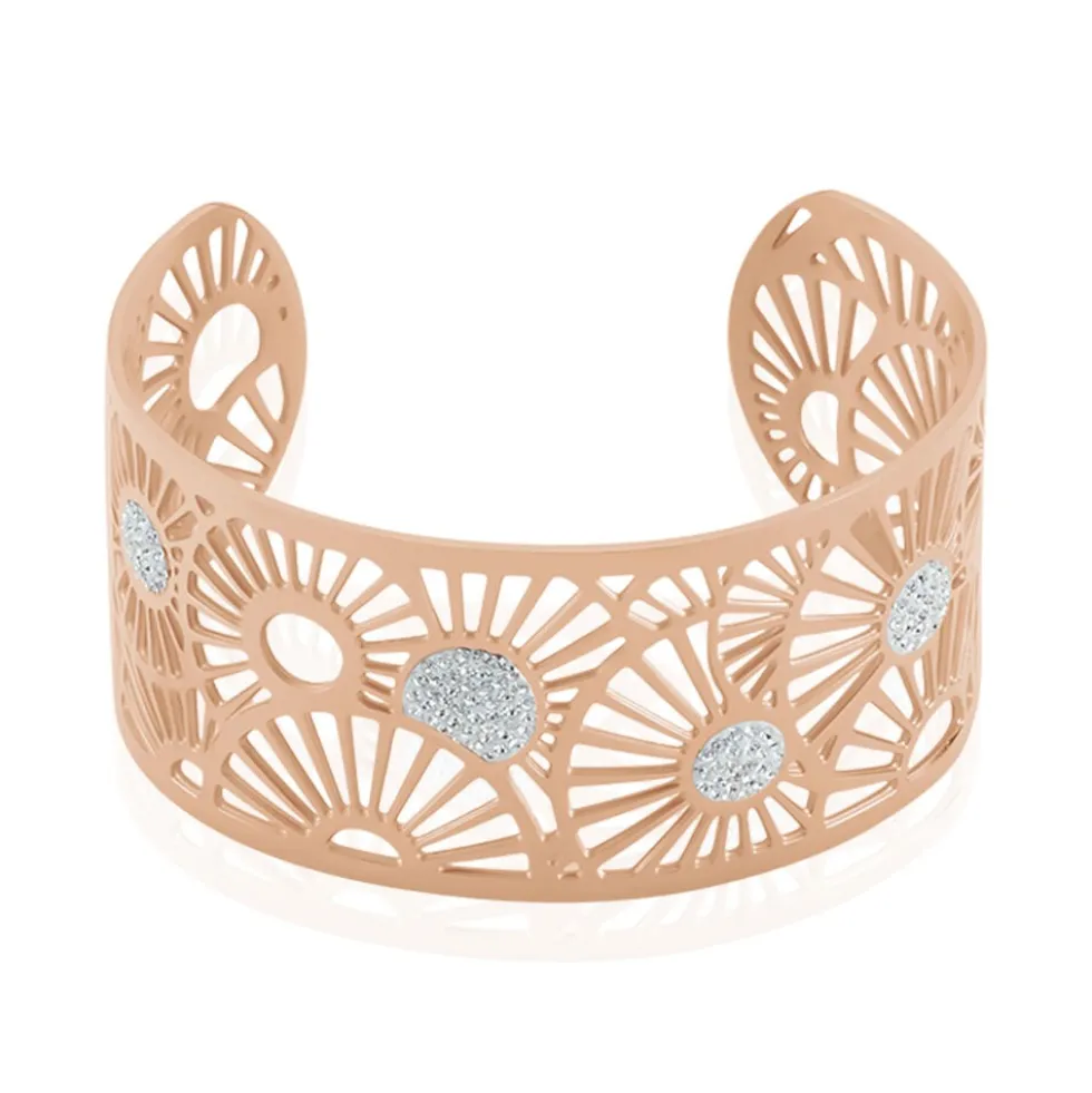 Bracelet Jonc Imagine Florette Strass Acier Rose Strass