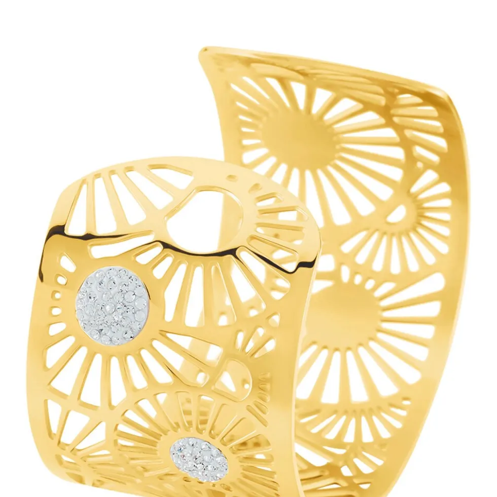 Bracelet Jonc Imagine Florette Strass Acier Jaune Strass