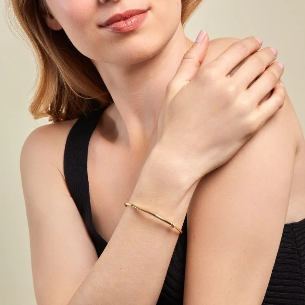Bracelet Jonc Loise Fil Carre Lisse Or Jaune