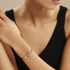 Bracelet Jonc Ludvinia Argent Blanc