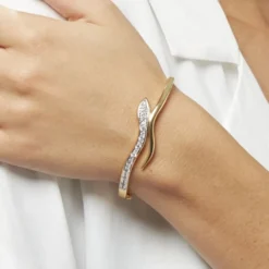 Bracelet Jonc Reyyanae Plaqué Or Jaune Oxyde De Zirconium