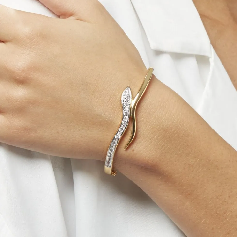 Bracelet Jonc Reyyanae Plaqué Or Jaune Oxyde De Zirconium