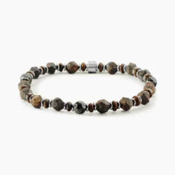 Bracelet Jourdan Acier Blanc Pierre De Synthese Bronzite