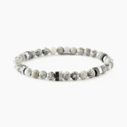 Bracelet Jourdan Acier Blanc Jaspe Africain