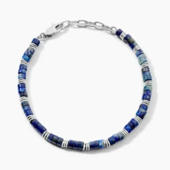 Bracelet Jourdan Arttu Acier Argenté Lapis Lazuli