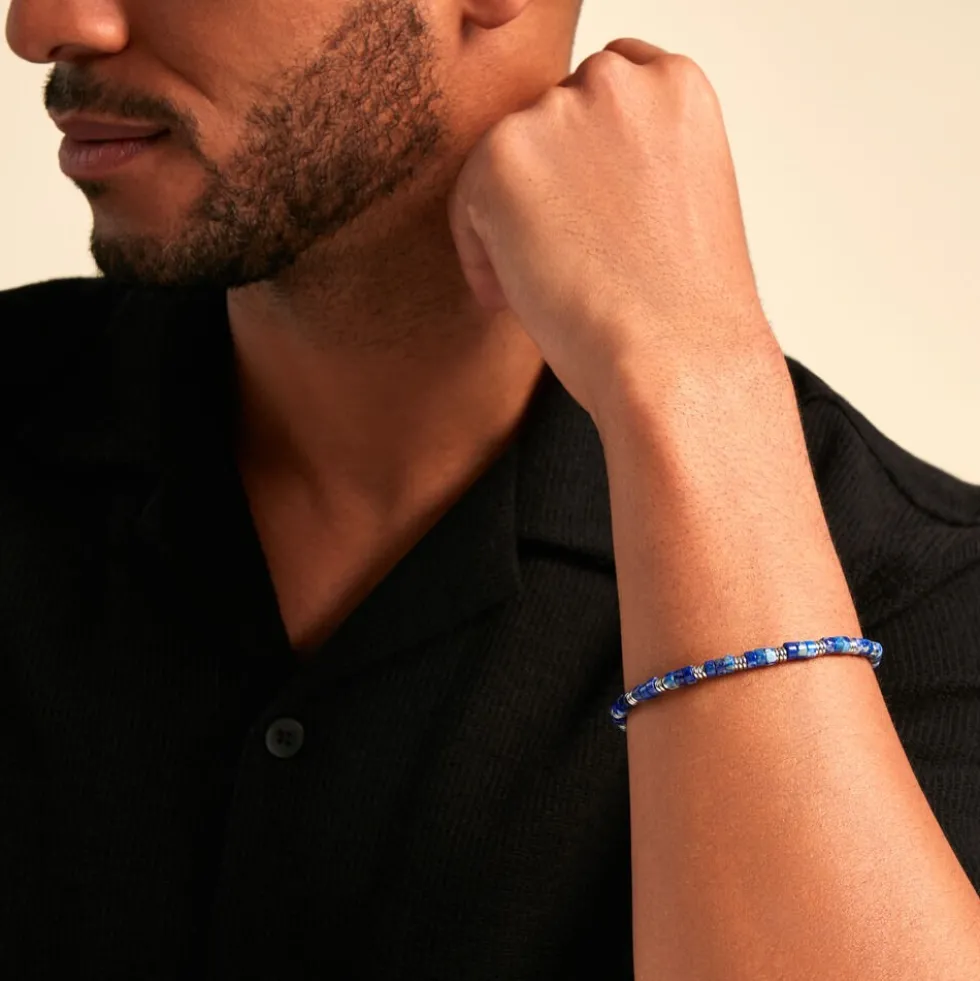 Bracelet Jourdan Arttu Acier Argenté Lapis Lazuli