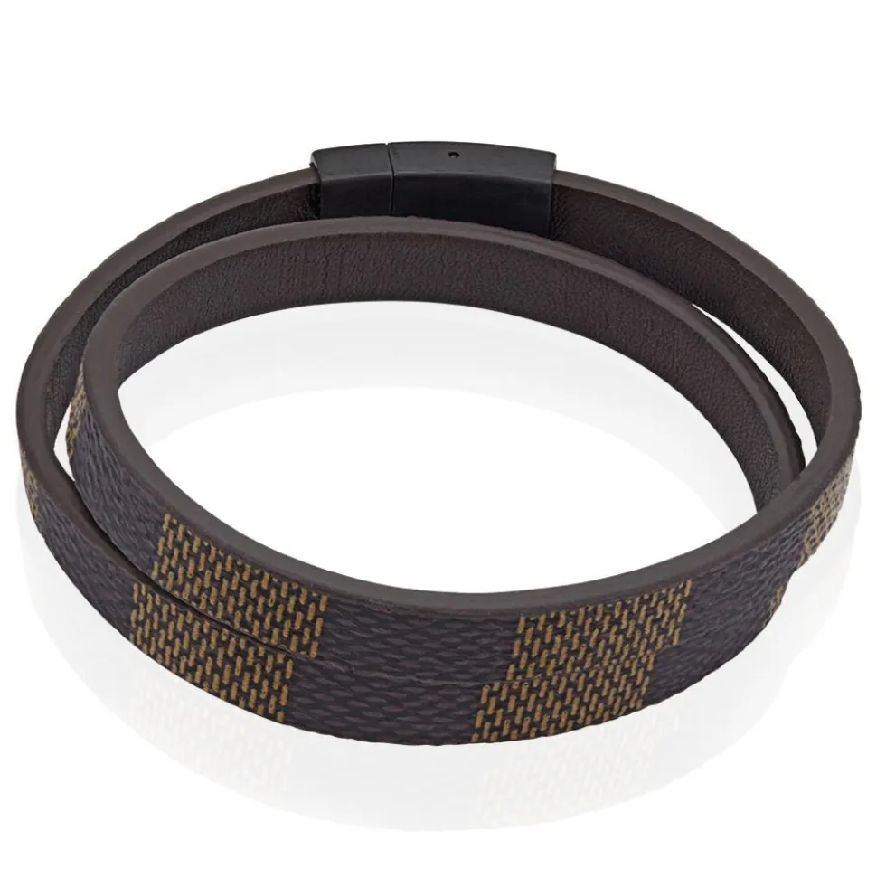 Bracelet Jourdan Chicago Cuir Noir Et Marron