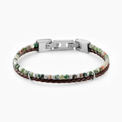 Bracelet Jourdan Cuir De Vache Noir Agate