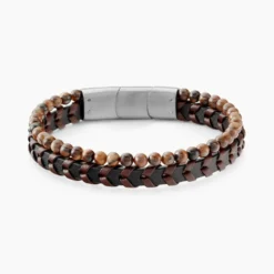 Bracelet Jourdan Cuir De Vache Oeil De Tigre