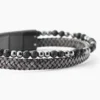 Bracelet Jourdan Cuir De Vache Gris Hématite Pierre De Lave