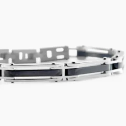 Bracelet Jourdan Homme El Castillo Acier Bicolore Noir Et Blanc