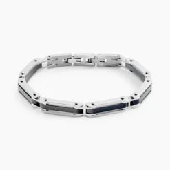 Bracelet Jourdan Homme El Castillo Acier Bicolore Noir Et Blanc