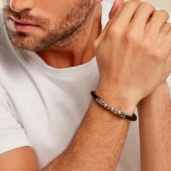 Bracelet Jourdan Pheonix Cuir Noir