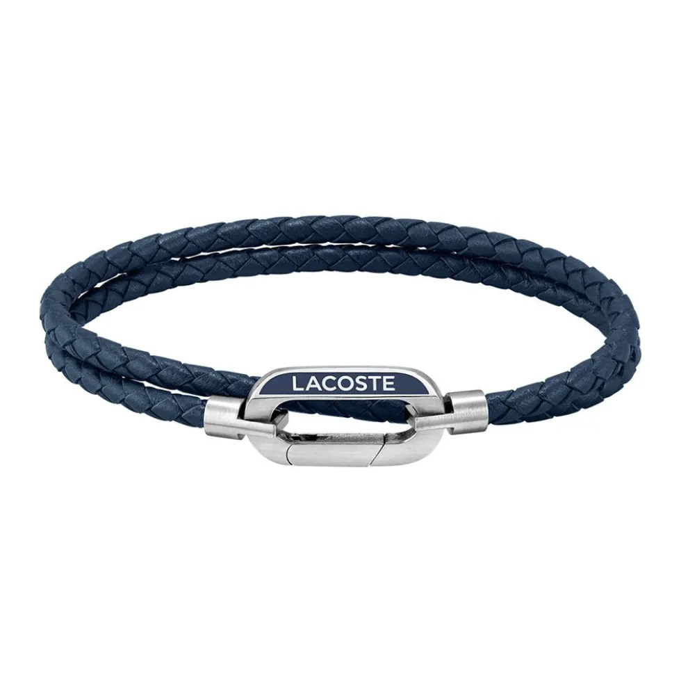 Bracelet Lacoste Starboard Cuir De Veau Bleu