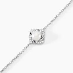 Bracelet Laetoria Argent Blanc Perle De Culture Oxyde De Zirconium