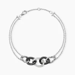 Bracelet Link Argent Blanc Céramique Et Oxyde De Zirconium