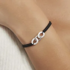 Bracelet Link Argent Blanc Oxyde De Zirconium Et Céramique