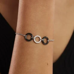 Bracelet Magalie Argent Blanc Céramique Et Oxyde De Zirconium