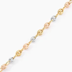 Bracelet Maille Dami Maille Grain De Cafe Or Tricolore
