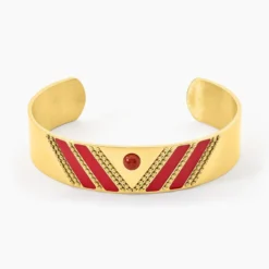 Bracelet Manchette Imagine Tamera Acier Jaune Jaspe