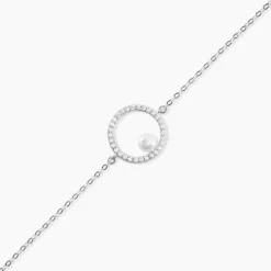 Bracelet Marthe Argent Blanc Perle De Culture Et Oxyde De Zirconium