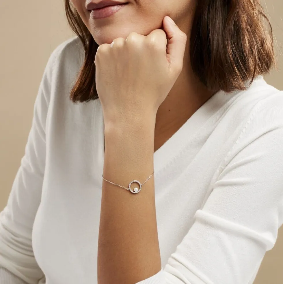 Bracelet Marthe Argent Blanc Perle De Culture Et Oxyde De Zirconium