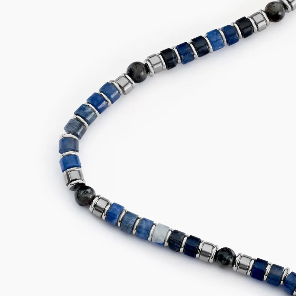 Bracelet Nairobi Acier Blanc Sodalite Labradorite