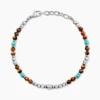 Bracelet Naturel Acier Blanc Oeil De Tigre Turquoise
