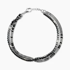 Bracelet Naturel Acier Blanc Hématite