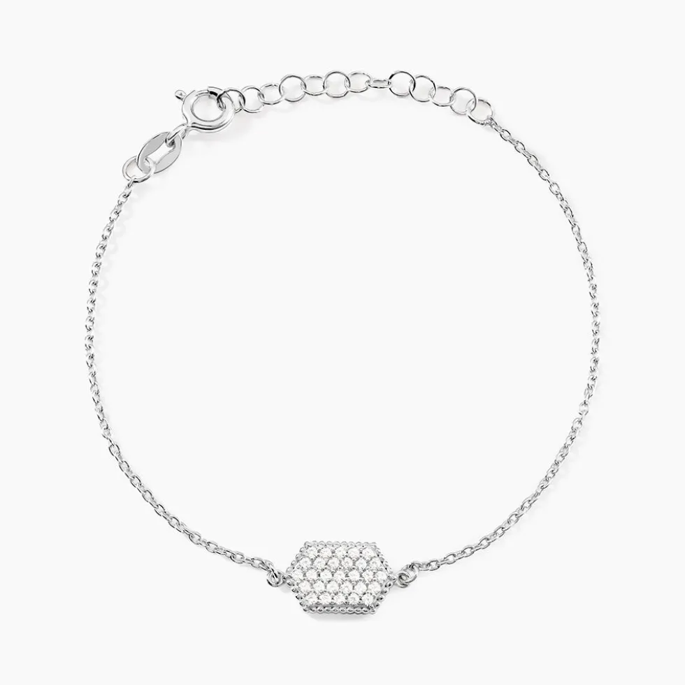 Bracelet Nawele Argent Blanc Oxyde De Zirconium