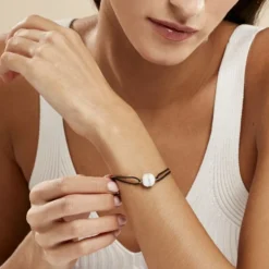 Bracelet Nina Cera Argent Blanc Céramique Et Strass