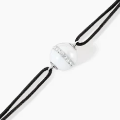 Bracelet Nina Cera Argent Blanc Céramique Et Strass
