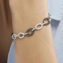 Bracelet Nowell Argent Blanc Oxyde De Zirconium Et Céramique