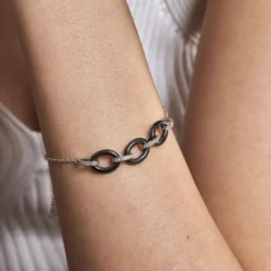 Bracelet Nowell Argent Blanc Oxyde De Zirconium Et Céramique