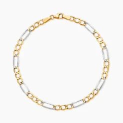 Bracelet Or Bicolore Maille Alternée 1/3