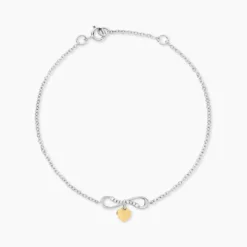 Bracelet Or Jaune et Argent Blanc Oxyde De Zirconium