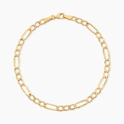 Bracelet Or Jaune Maille Alternée 1/3