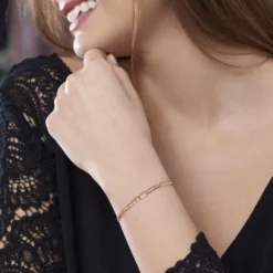 Bracelet Or Jaune Maille Alternée 1/3